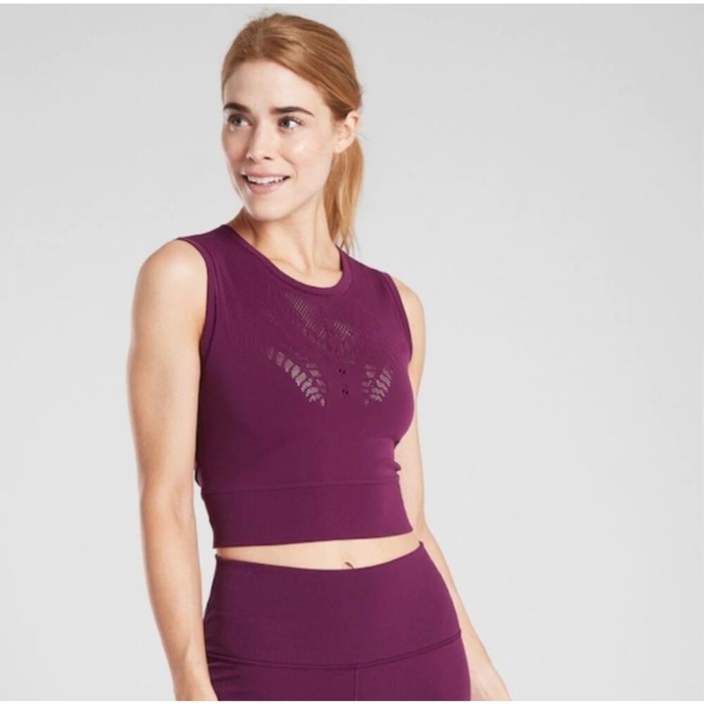 Athleta Ujjayi Seamless Crop Workout Tank Laser Cut Women's Size S/M